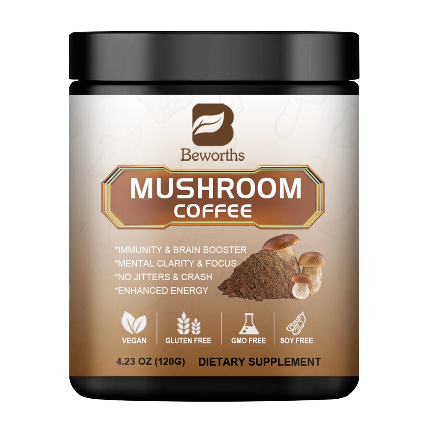 Mushroom Coffee 10 Mushroom Extract - Lion's Mane, Cordyceps, Reishi, Turkey Tail, Chaga, Maitake for energy and immune support