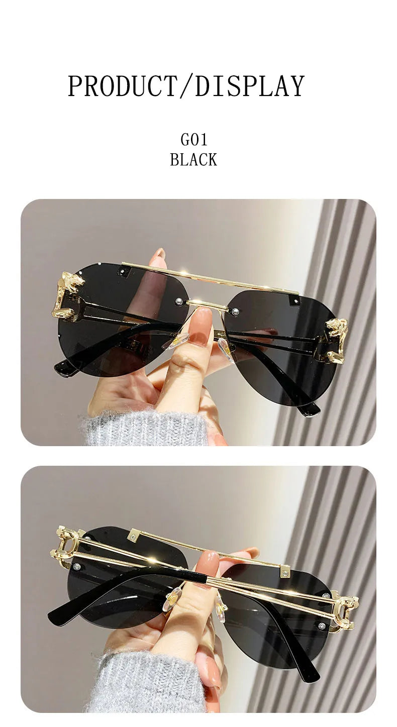 Rimless Designer Sunglasses Women Trendy Luxe Fashion Sunglasses Men Vintage Glasses Lentes De Sol Mujer Lunette Soleil Femme
