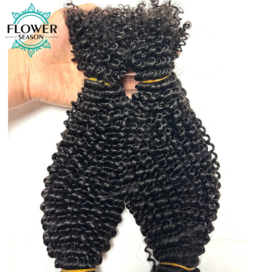 Bulk Human Hair For Twist Afro Kinky Curly Bulk Human Hair For Braiding Crochet Twist hair Extensions 100g/Bundles Natural Color