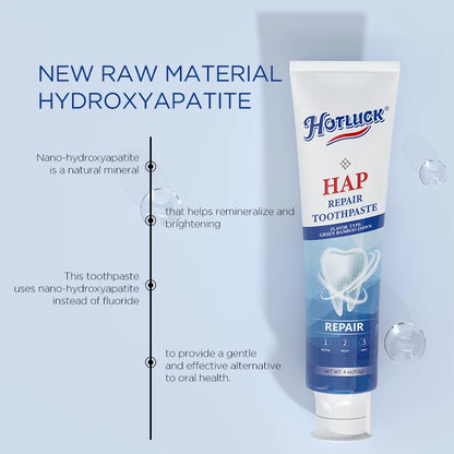 Hotluck Fluoride Free Nano Hydroxyapatite Toothpaste for & Sensitive Relief, Whitening, SLS Free, Natural Peppermint. Made in Chi
