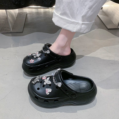 Crystal Butterfly Platform Sandals Women 2025 Summer Non Slip Eva Clogs Garden Shoes Woman Cozy Thick Sole Beach Sandals Female