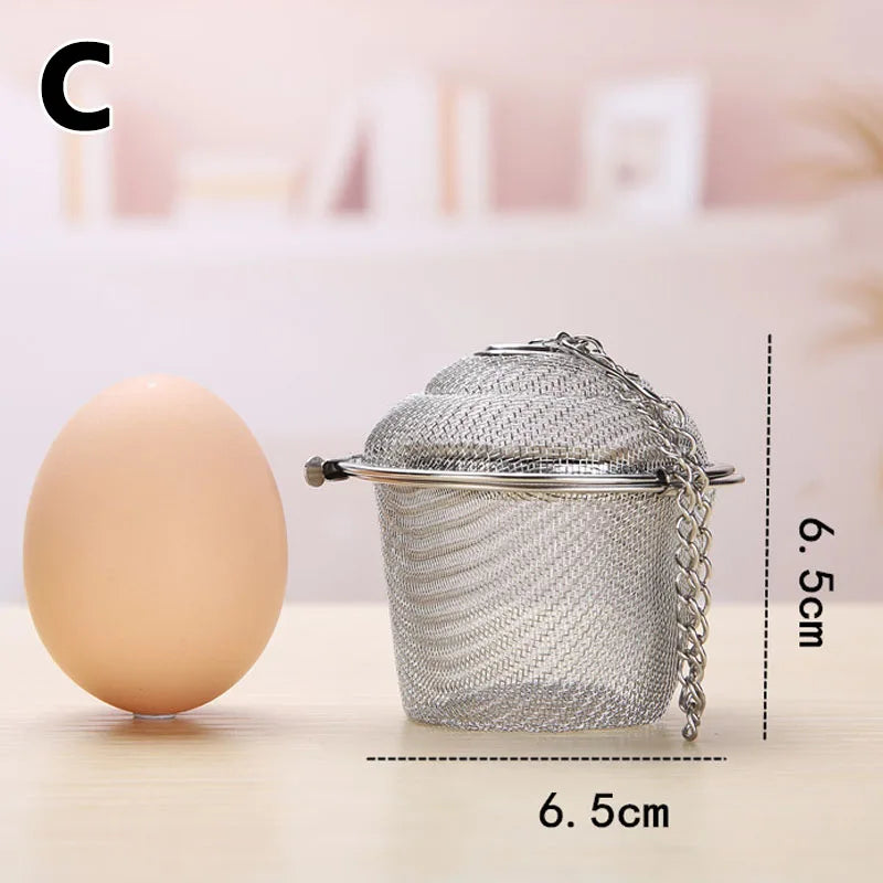 Herbal Ball Tea Spice Strainer Durable Silver Reusable Stainless Mesh Teakettle Locking Tea Filter Infuser Spice Kitchen 5 Sizes