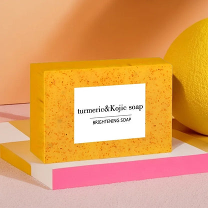 100g Turmeric Kojic Acid Soap with Lemon Granules Exfoliating Scrubbing Skin Lightening Body Care Jabón Con Ácido Kojico Y Témor