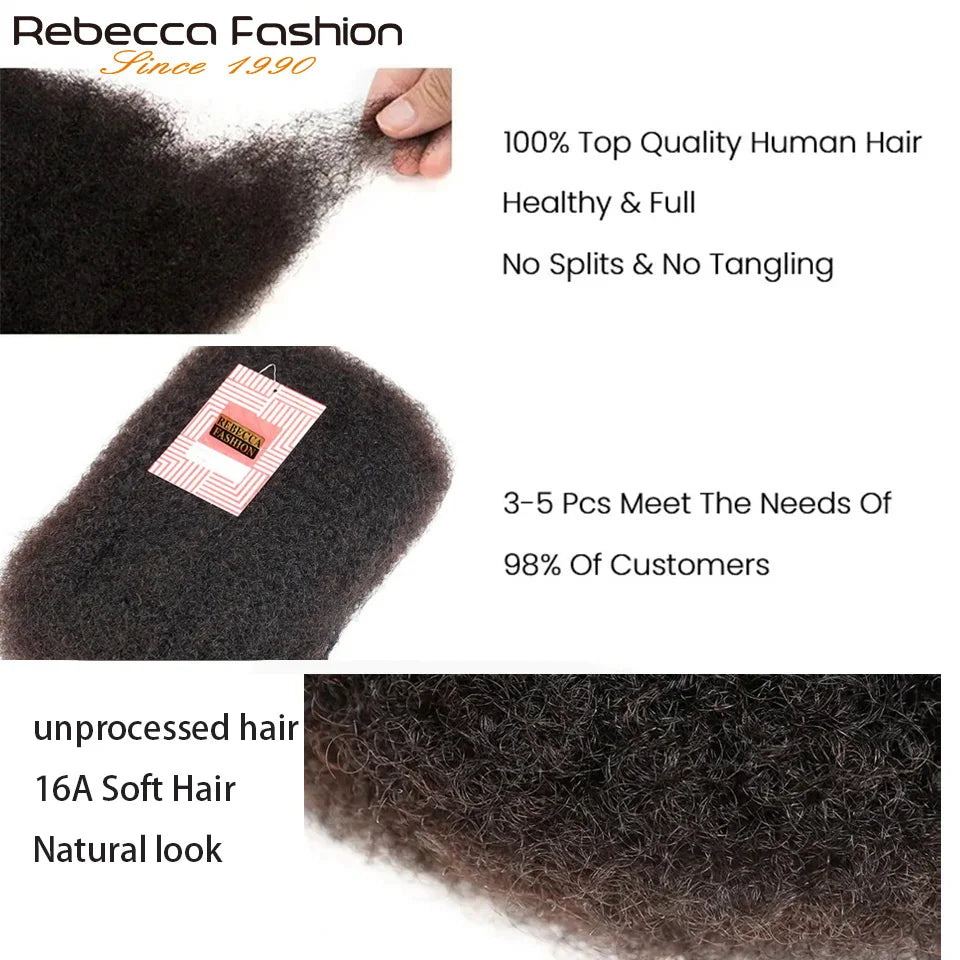 Soft and Lightweight Afro Kinky Bulk Hair – 100% Human Hair with Natural Texture, Comfortable & Long-Lasting Use 16A Virgin Hair