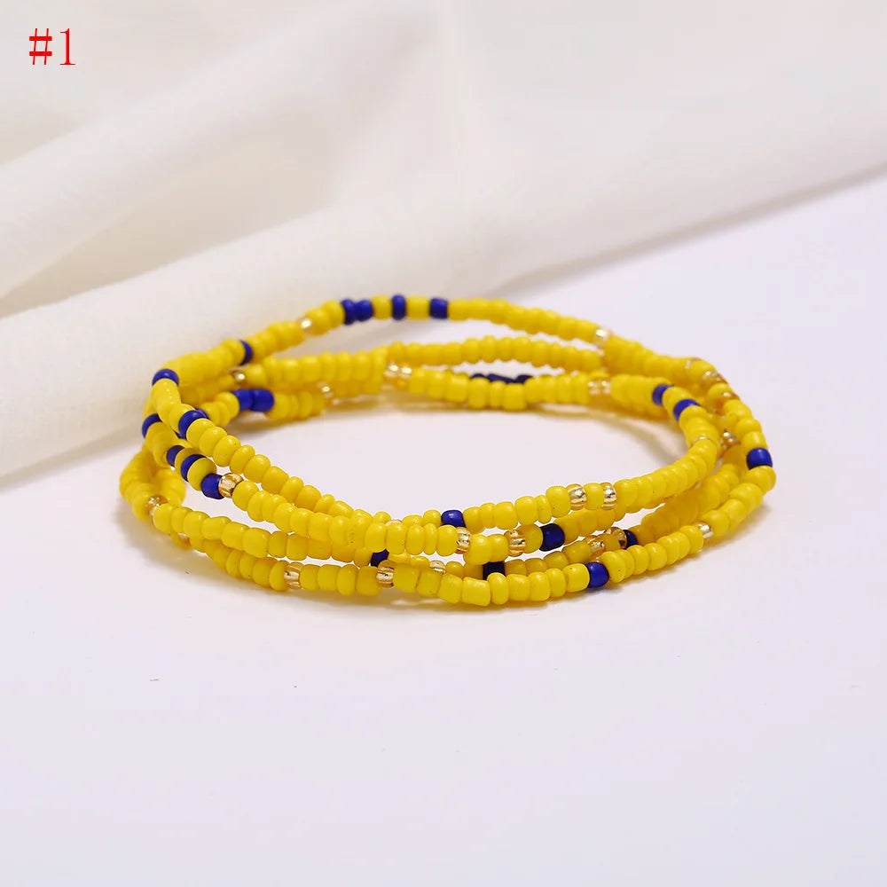 New Fashion Multi-layer Handmade Colored Rice Beads Beach Chain Summer Popular Waist Chain Women BD7051