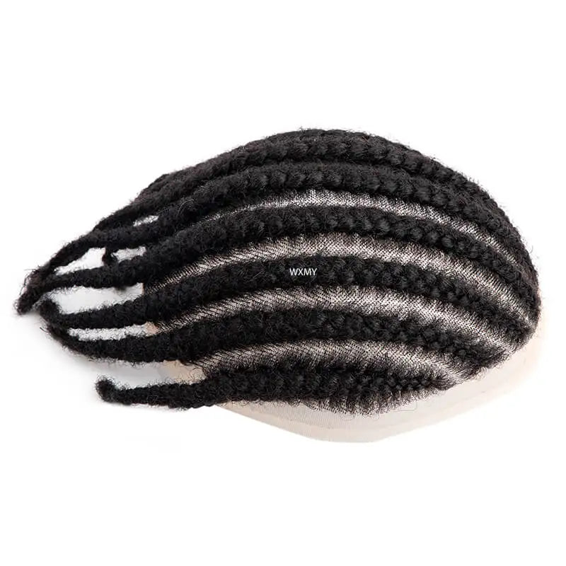 8 Cornrow Braids Full Lace Base Toupee Men's Wig Male Hair Prosthesis Crochet Braids Lace Wigs Human Hair Systems For Black Men