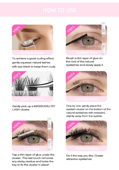 DIY 144 Cluster Lashes YUANZHIJIE free ship Segmented Beam Natural C/D Curl Individual Mink Eyelashes Makeup Supplies at home