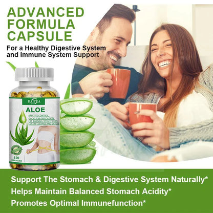Aloe Vera Extract Capsules - Maximum Strength Detox, Supports Cleansing, Acidity Balancing & Immune Support 120 Capsules