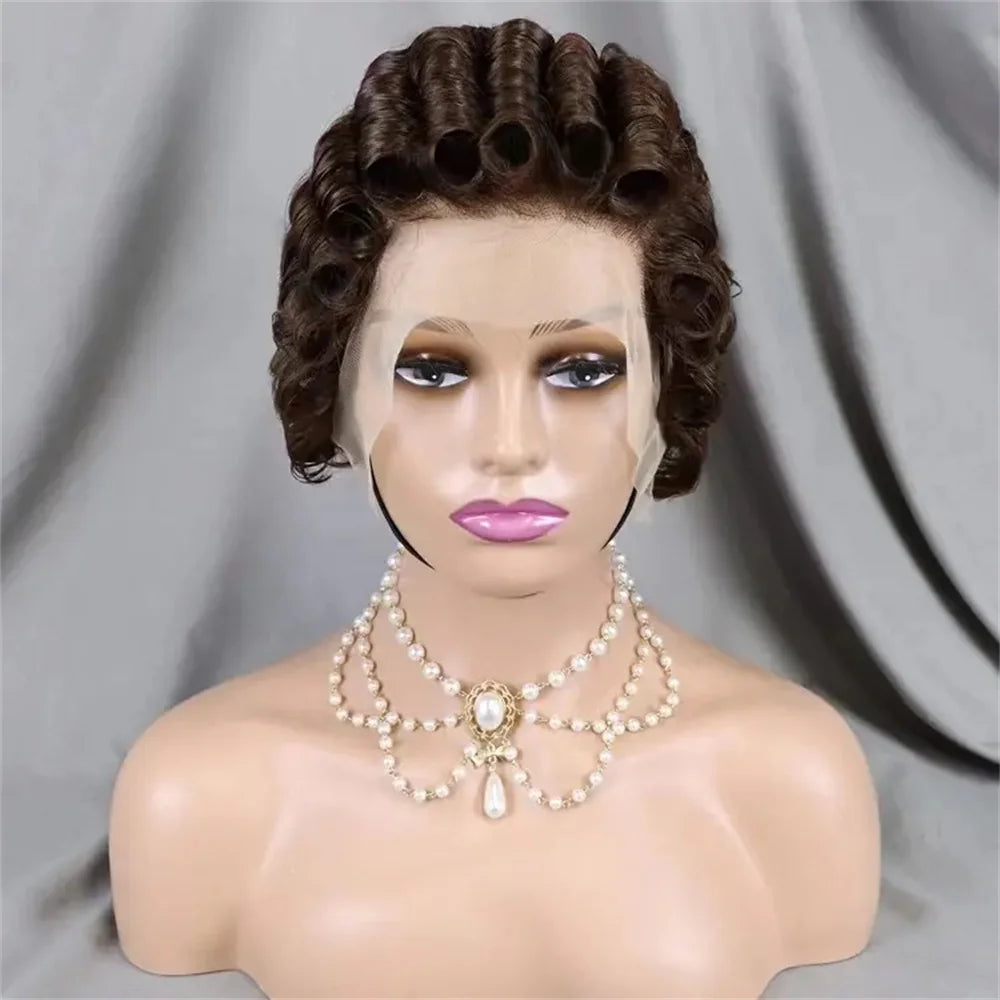 613 Blonde Pixie Cut Short Bob Loose Wave Human Hair Wigs Chocolate Brown Short Bob 13x4 Transparent Lace Front Wigs Preplucked