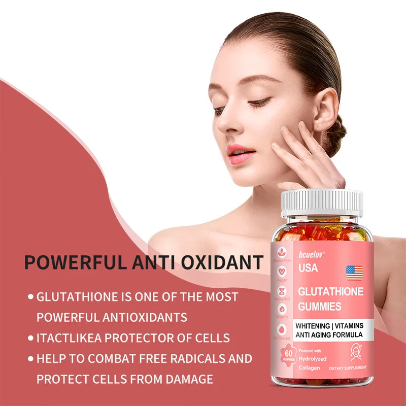 Glutathione Collagen Gummies - for Skin Care, Whitening, Anti-aging, Liver Support, Antioxidants, Immune System 60 Gummies