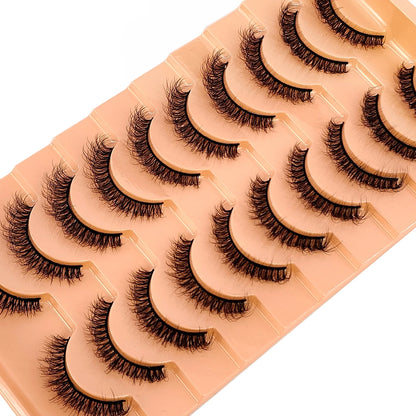 10Pairs 3D Mink Lashes Cilios Fluffy Soft Beauty Natural Short Mink Fake Eyelashes Classic Thick Reusable Makeup False Eyelashes