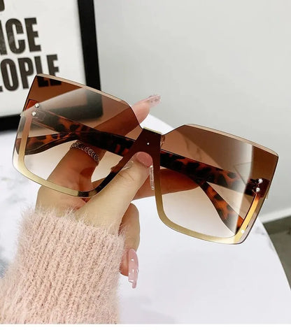 New European And American Style Half-frame Metal Sunglasses Fashion Slim Women's Sunglasses Anti-uv Glasses