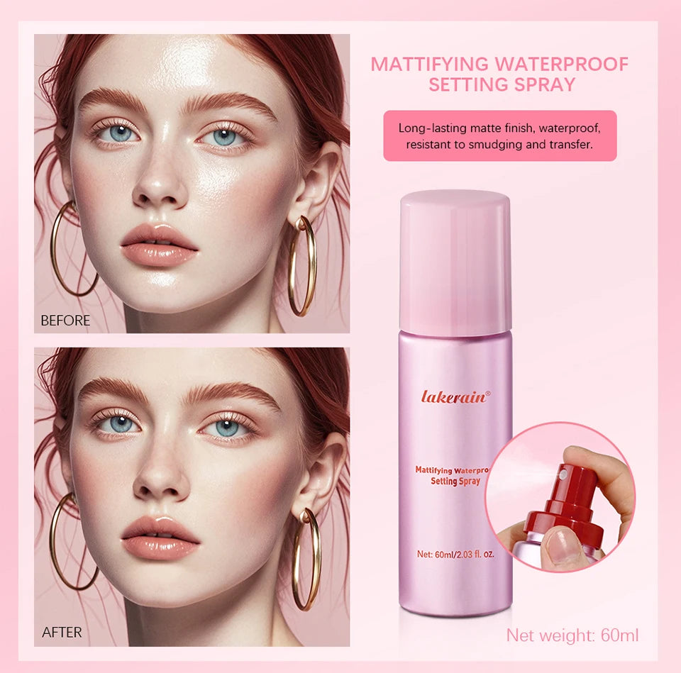 Mattifying Waterproof Setting Spray Glossy Matte Base Makeup Control Oil Non-Sticky Waterproof Make-up Fixer Spray for All Skin