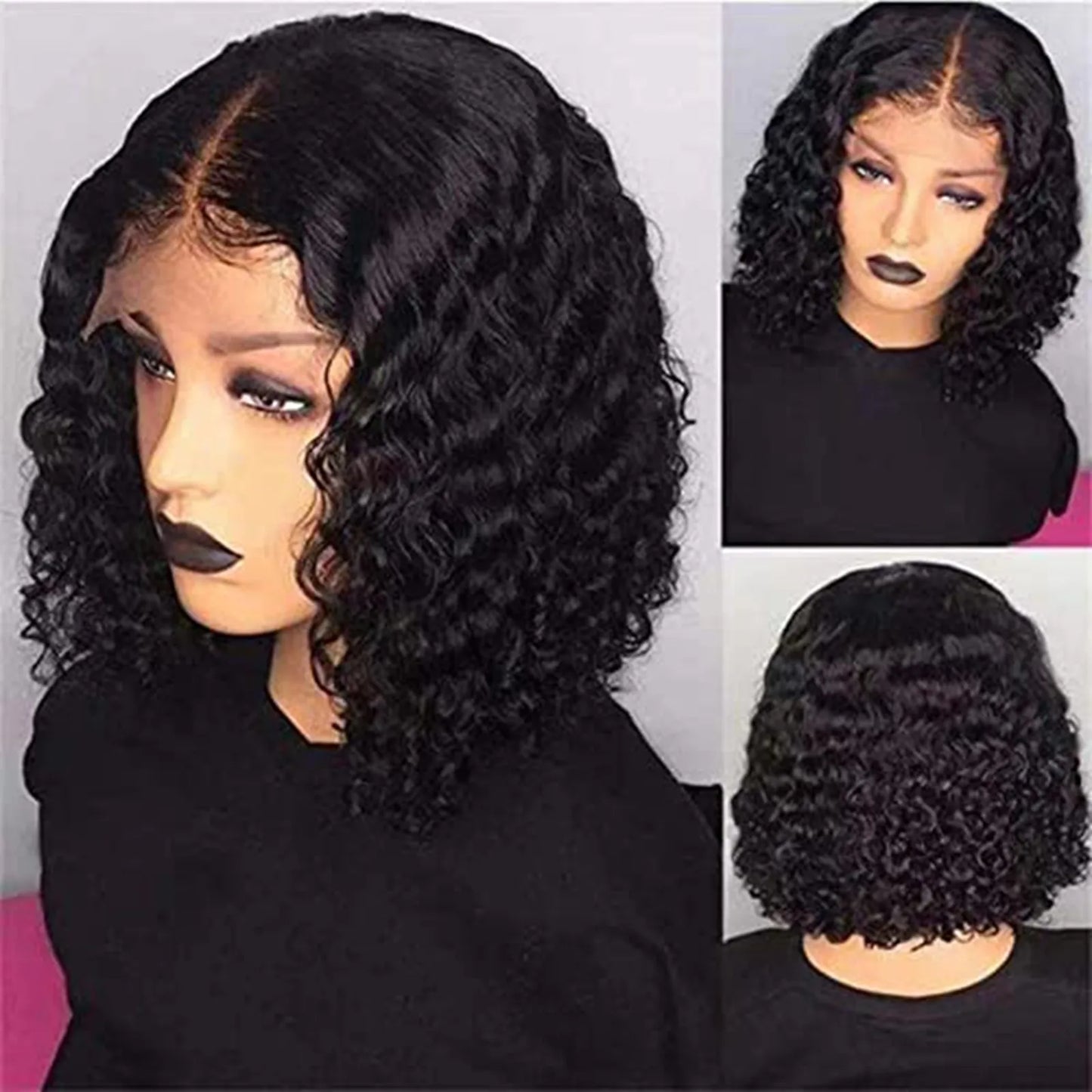 Natural Bob Wig Human Hair Small Curly Wig European And Wigs Women'S Gradient Color Short Curly Hair Synthetic For Cosplay