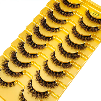 10Pairs 3D Mink Lashes Cilios Fluffy Soft Beauty Natural Short Mink Fake Eyelashes Classic Thick Reusable Makeup False Eyelashes