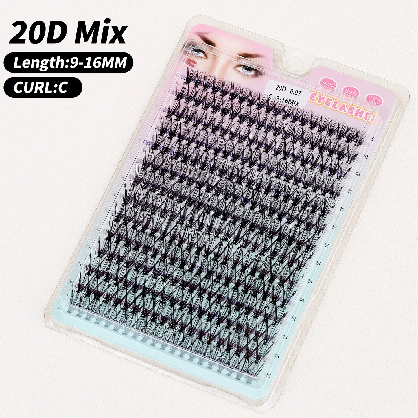 Individual Lashes 20-100D 280pcs Cluster Lashes Natural Look Mixed Tray DIY Eyelash Extension Volume Lash Clusters Eyelashes