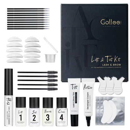 Gollee Lash and Brow Curling Kit Natural Eyelash Lifting Perm Treatment Makeup Set 4-6 Weeks For Lash Curler Perm Long Lasting