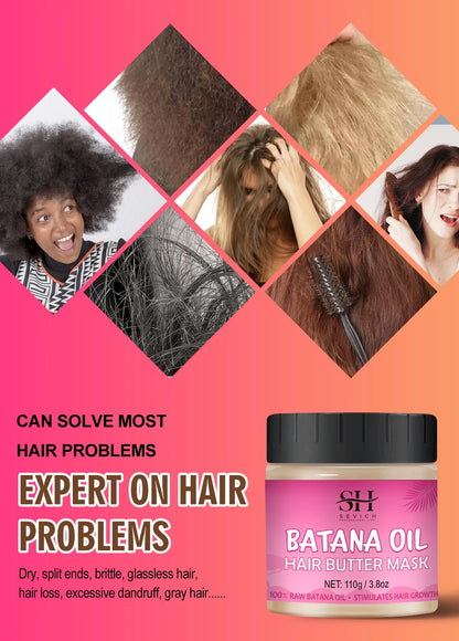 Natural 100% Pure Batana Oil For Hair Growth Butter Hair Mask Traction Alopecia Anti Hair Loss Baldness Treatment For Men Women