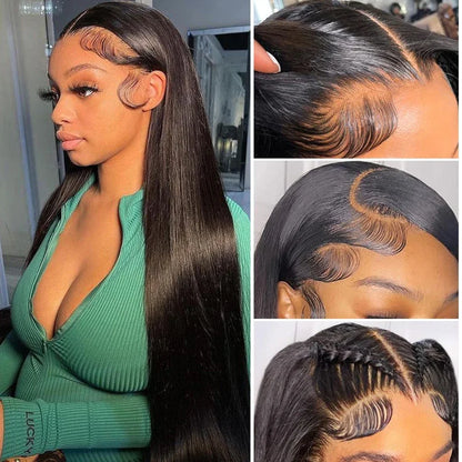 360 Full Lace Frontal Wig Brazilian Bone Straight 13x4 13x6 Transparent Lace Front Human Hair Wigs For Black Women Pre Plucked