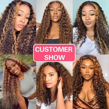 Highlight Deep Wave Frontal Wig 13x6 Hd Lace Brown Lace Front Human Hair Wigs 13x4 Glueless Wig Human Hair Ready To Wear Choice