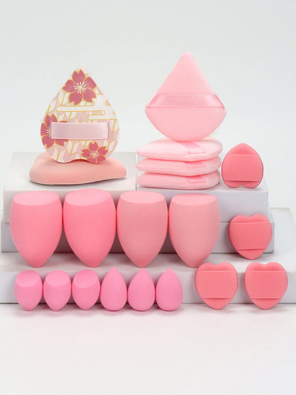20 Pcs Pink Makeup Sponge and Makeup Puff Set Suitable for Face Cream and Powder Concealer Powder Makeup Machine