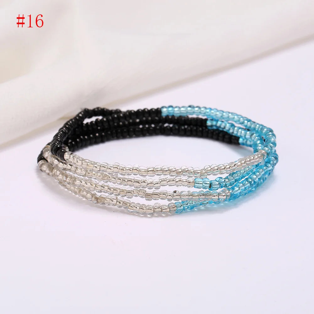 New Fashion Multi-layer Handmade Colored Rice Beads Beach Chain Summer Popular Waist Chain Women BD7051