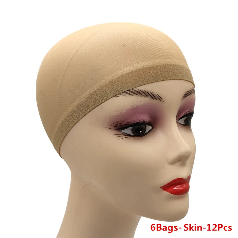 1/6/12bags Ventilated Nylon Mesh Nude Stocking Wig Cap Hairnets Stretchy Close End Super Extra Thin Skin Breathable Wig Cap