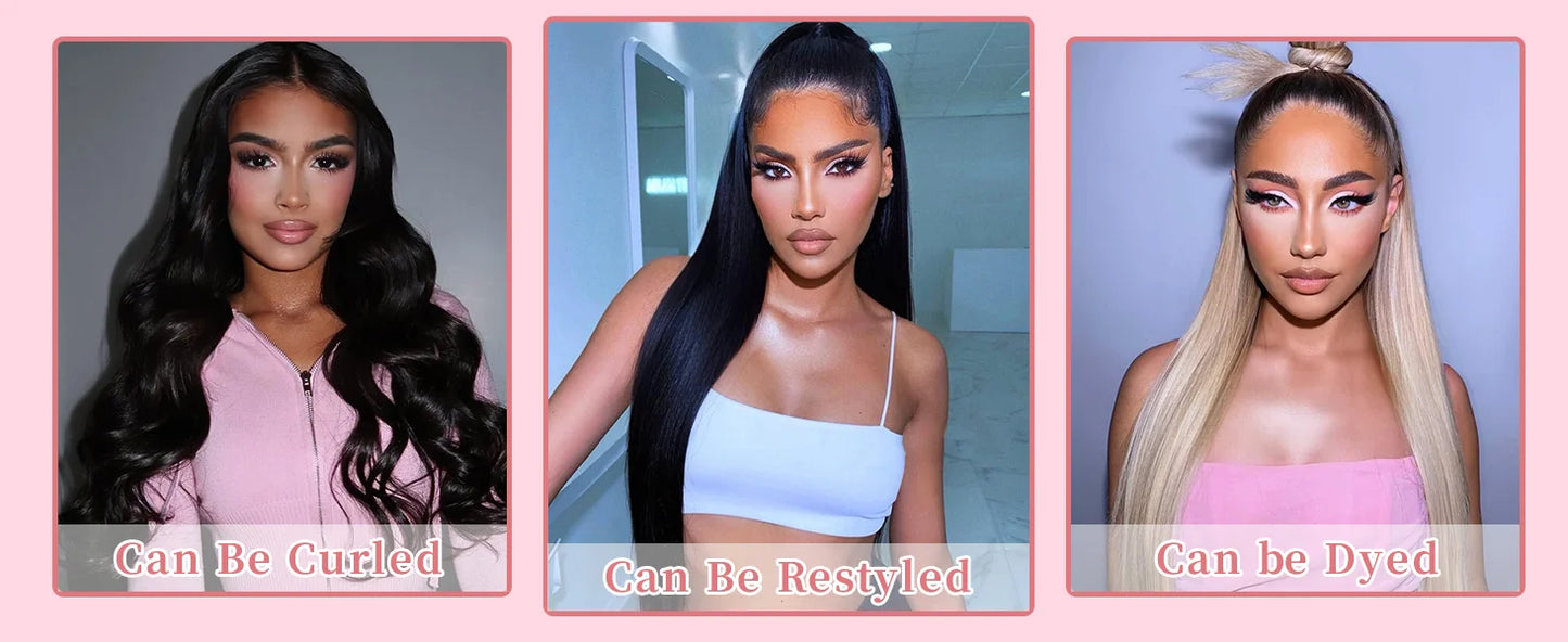 250 Density 13x4 HD Transparent Lace Front Human Hair Wigs 13x6 Straight Lace Frontal PrePlucked Brazilian Remy Wig For Women