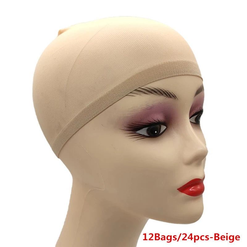 1/6/12bags Ventilated Nylon Mesh Nude Stocking Wig Cap Hairnets Stretchy Close End Super Extra Thin Skin Breathable Wig Cap