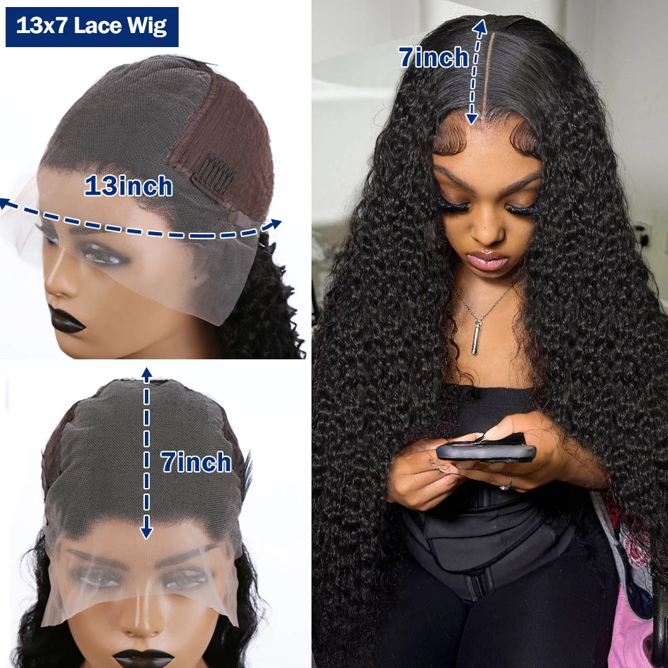 13x6 HD Transparent Loose Deep Wave Frontal Wig 250 Density 13x4 Lace Front Wig Human Hair Brazilian Raw 30 40 Inch Curly Wigs
