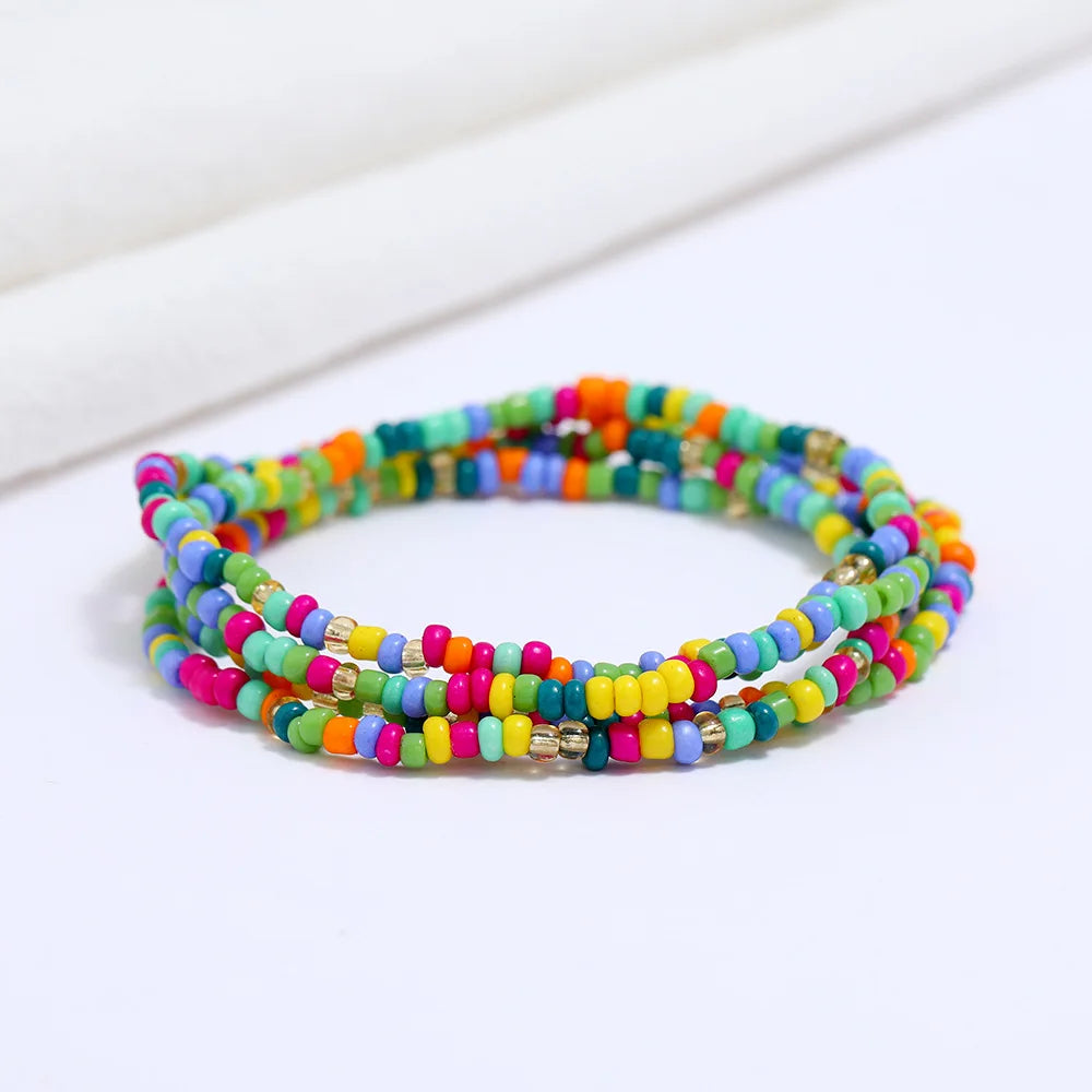 New Fashion Multi-layer Handmade Colored Rice Beads Beach Chain Summer Popular Waist Chain Women BD7051