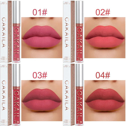 1PC Velvet Matte Lipstick Lip Gloss Light Red Liquid Lip Tint Cream Pigment Long Lasting Silky Texture Lips Women's Cosmetics