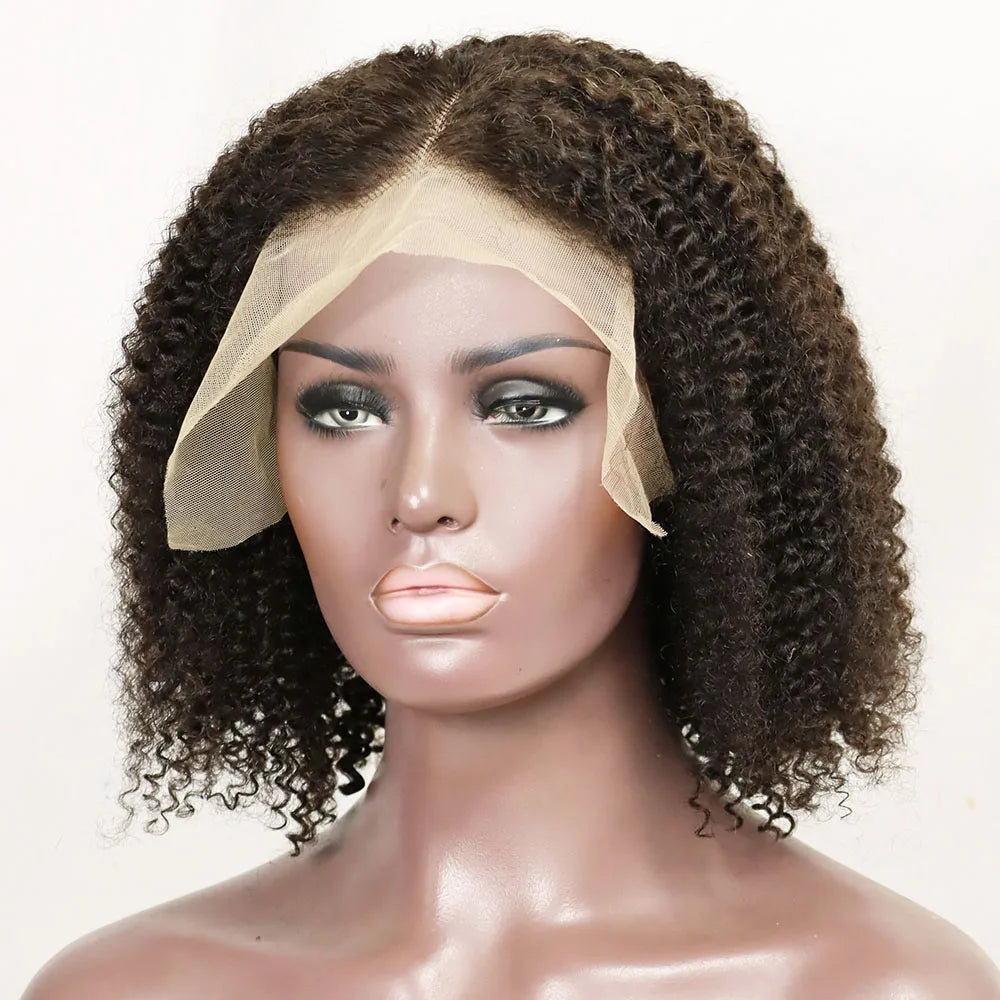 Beautiful Quality Kinky Curly Human Hair Bob Style Wig Short Curly Lace Frontal Closure Brazilian Hair Wig Real Human Hair