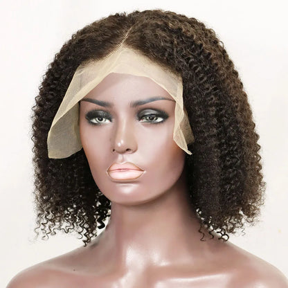 Beautiful Quality Kinky Curly Human Hair Bob Style Wig Short Curly Lace Frontal Closure Brazilian Hair Wig Real Human Hair