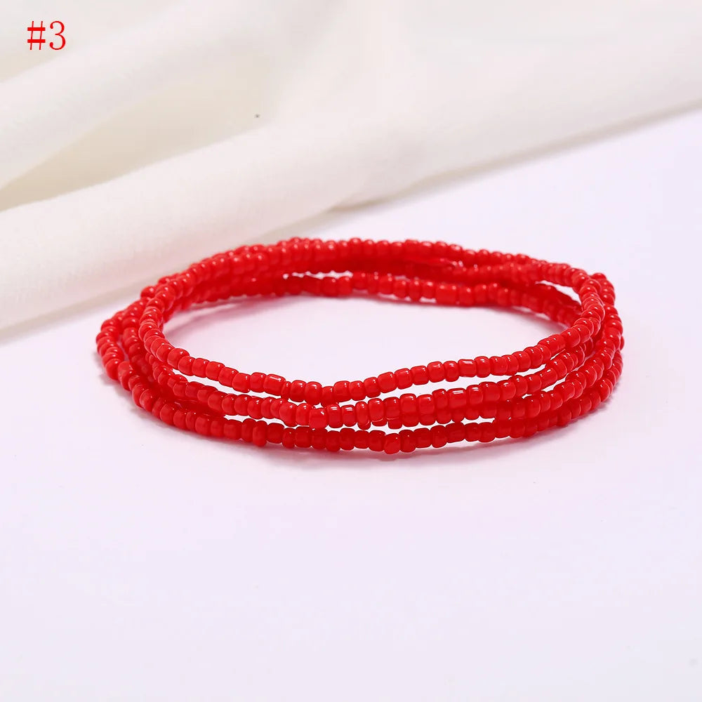 New Fashion Multi-layer Handmade Colored Rice Beads Beach Chain Summer Popular Waist Chain Women BD7051