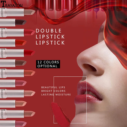 1PC Pink Lipstick Sexy Lip Gloss 2 In 1 Lip Tint Waterproof Long -Lasting Moisture Red Lip Matte Lipstick Make-Up For Women