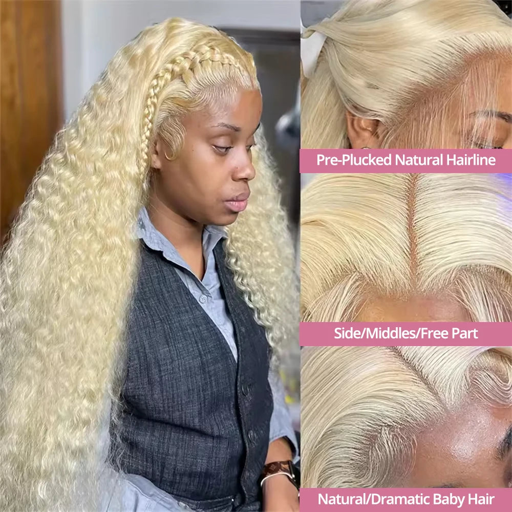 Deep Wave 13x6 HD Lace Frontal Human Hair Wig 30 40 Inch Curly 613 Honey Blonde Water Wave 13x4 Lace Front Wigs For Women 250%