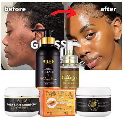 AILKE Collagen 5-in-1 Skin Care Set, Restore Skin Elasticity, Smooth Skin, Brighten, Even Skin Tone,For Face And Body Use Kit