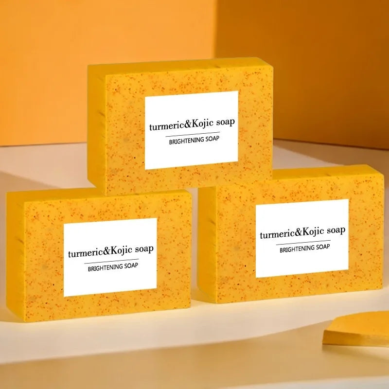 100g Turmeric Kojic Acid Soap with Lemon Granules Exfoliating Scrubbing Skin Lightening Body Care Jabón Con Ácido Kojico Y Témor