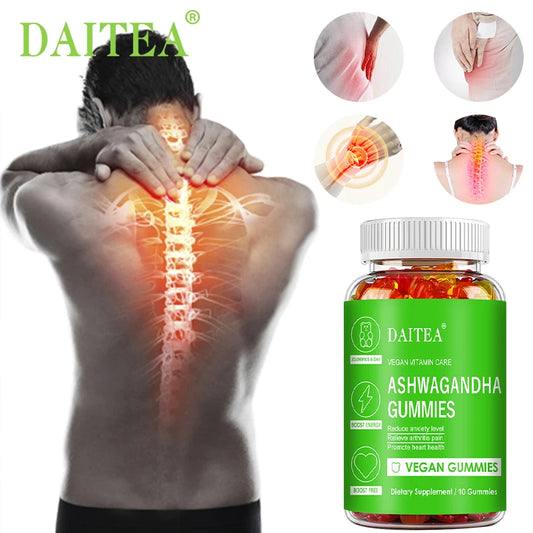 DAITEA Ashwagandha Gummies - Reduces Stress and Anxiety, Supports Heart, Joints, Immunity and Energy, Vegetarian
