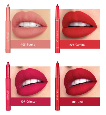 Matte Nude Lipstick Lip Liner 2 in 1 Long Wearing Waterproof Lip Ink Crayon Built-in Sharpener Professional Makeup for Women