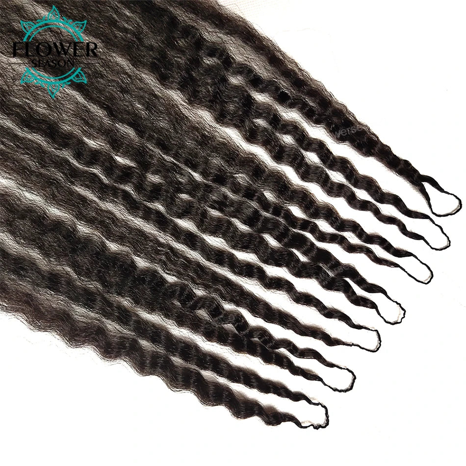 Kinky Straight Crochet Human Hair Extensions Knotless Pre-Separated Crochet Hair Reusable 60g 50strands Natural Black for Women