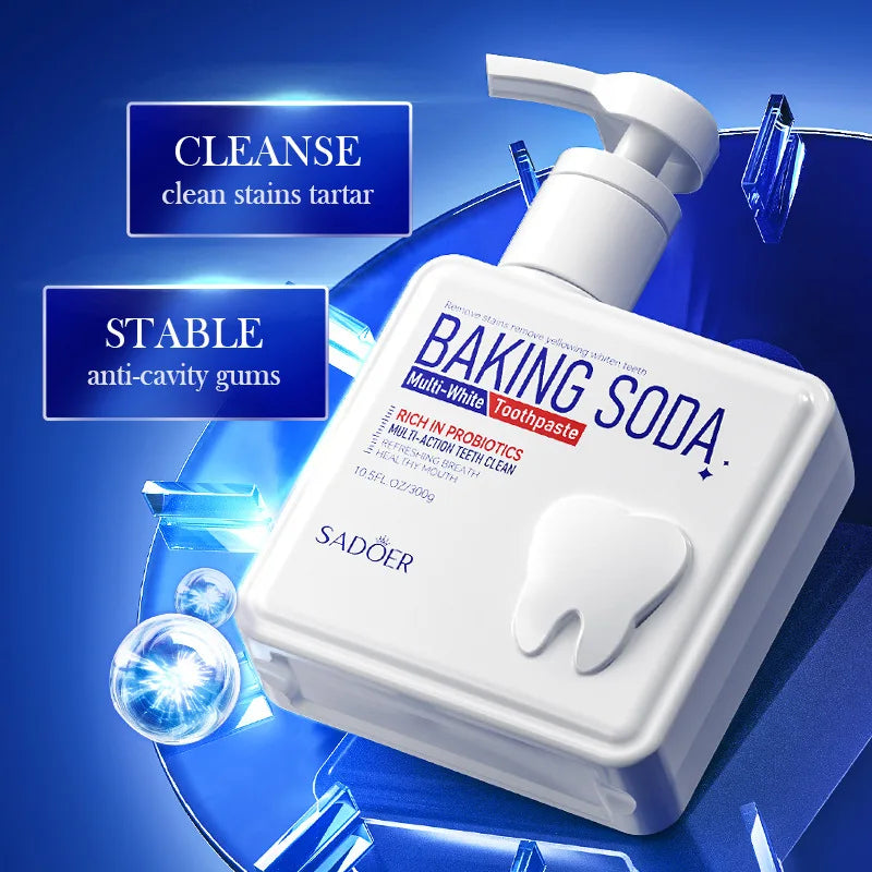 Baking Soda Probiotic Whitening Toothpaste To Remove Yellow Teeth Stains and White Teeth Removal Clean Teeth Fresh Mouth 300g