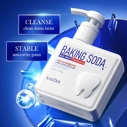 Baking Soda Probiotic Whitening Toothpaste To Remove Yellow Teeth Stains and White Teeth Removal Clean Teeth Fresh Mouth 300g