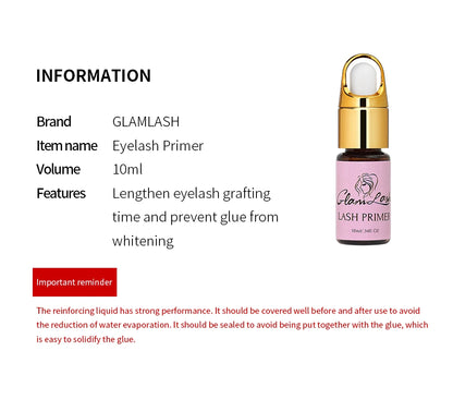 GLAMLASH 10ml Lash Extension Primer Super Bonder For Eyelash Extension Glue Cure Adhesive Bonding Eyelash Long Last Lash Bonder