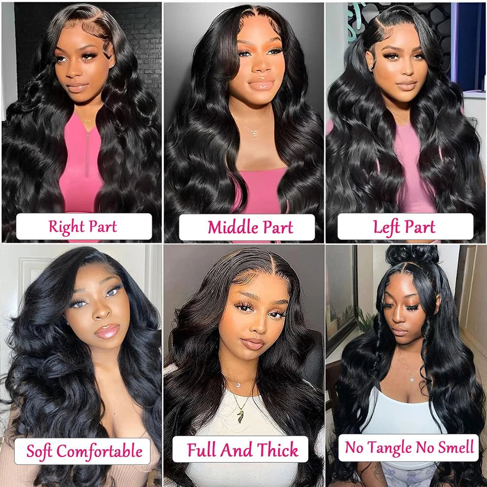 Body Wave 13x4 Lace Front Wigs Brazilian Human Remy Hair 13x6 HD Transparant Swiss Lace Frontal Wig 180% Density Pre Plucked