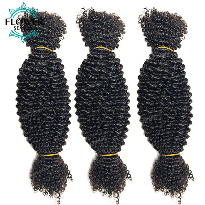 Bulk Human Hair For Twist Afro Kinky Curly Bulk Human Hair For Braiding Crochet Twist hair Extensions 100g/Bundles Natural Color