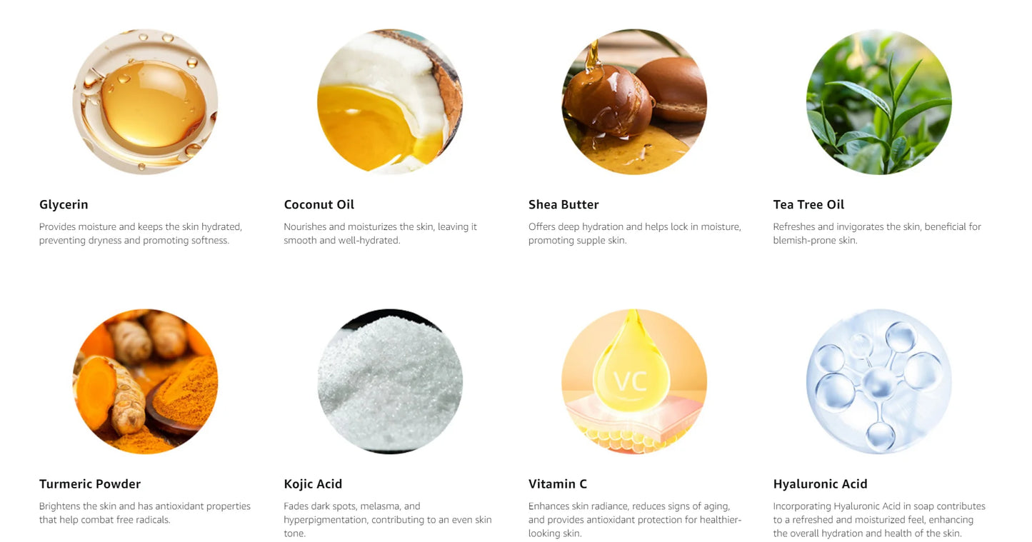 Turmeric Kojic Acid Glow Soap Dark Spot Acne Removal Even Skin Tone Mositen Smooth Skin Deep Cleansing Handmade Soap