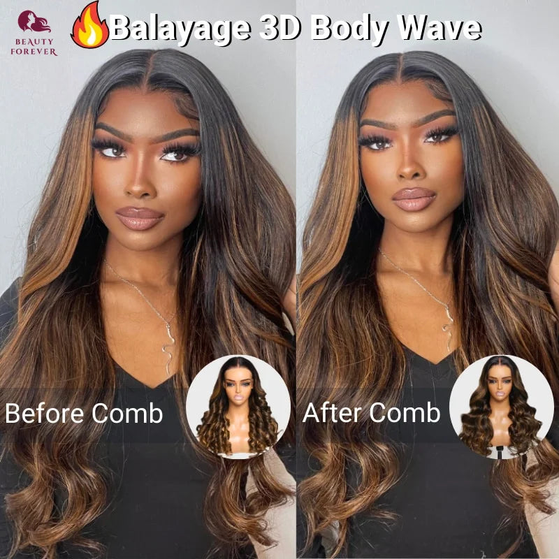 Beautyforever 3D Body Wave Bye Bye Knots Glueless Wig Human Hair Ready to Wear Lace Front Wig 100% Raw Human Hair Wig