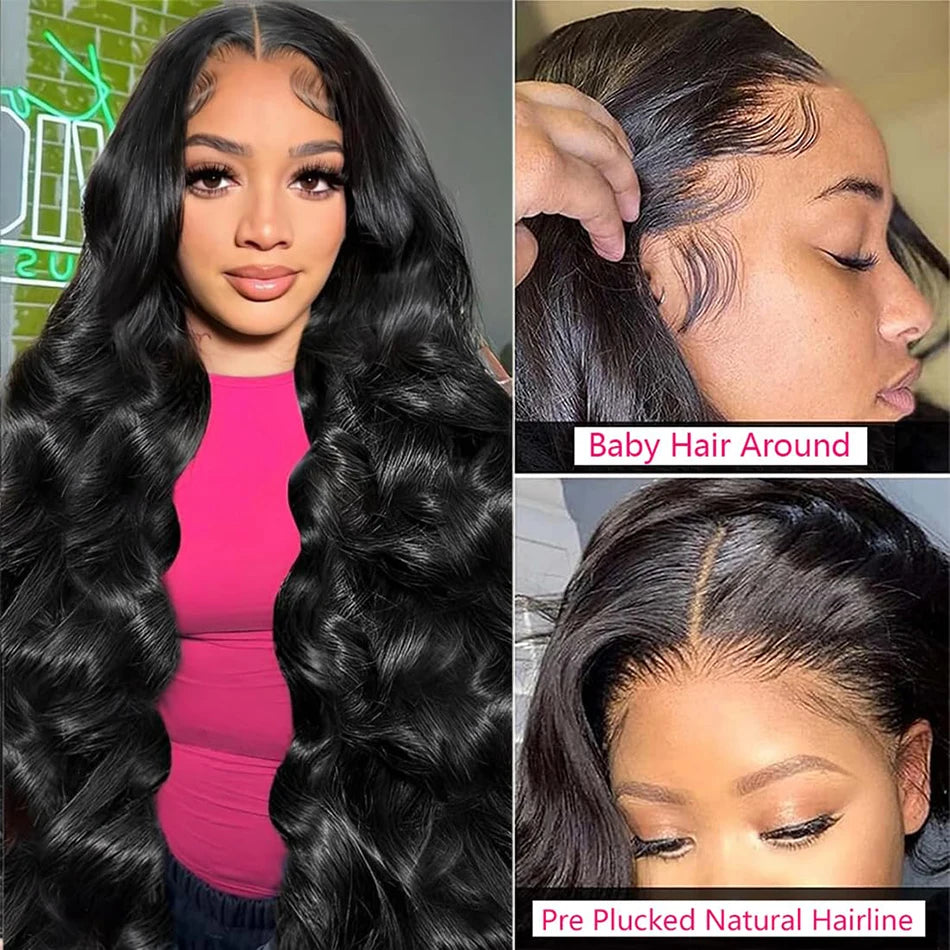 Body Wave 13x4 Lace Front Wigs Brazilian Human Remy Hair 13x6 HD Transparant Swiss Lace Frontal Wig 180% Density Pre Plucked
